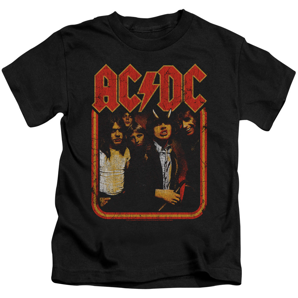 AC/DC Group Distressed Juvenile Kids Youth T Shirt Black