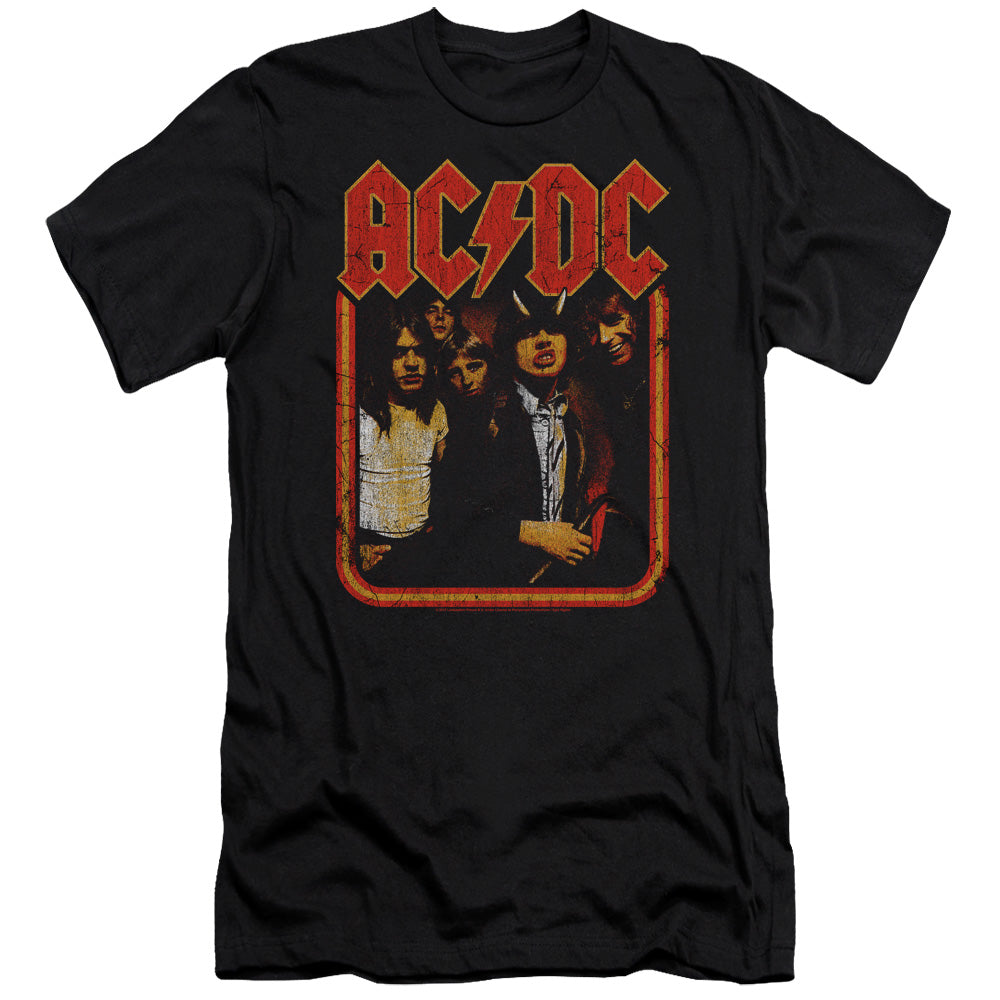AC/DC Group Distressed Slim Fit Mens T Shirt Black