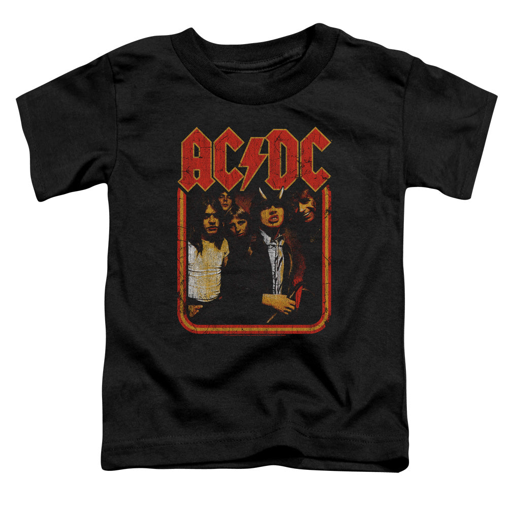 AC/DC Group Distressed Toddler Kids Youth T Shirt Black