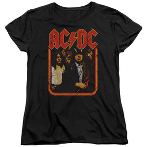 AC/DC Group Distressed Womens T Shirt Black