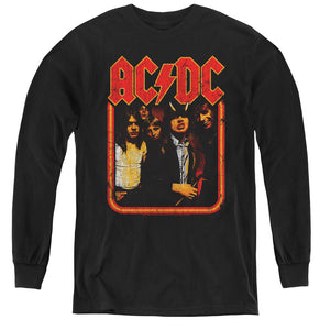 AC/DC Group Distressed Long Sleeve Kids Youth T Shirt Black