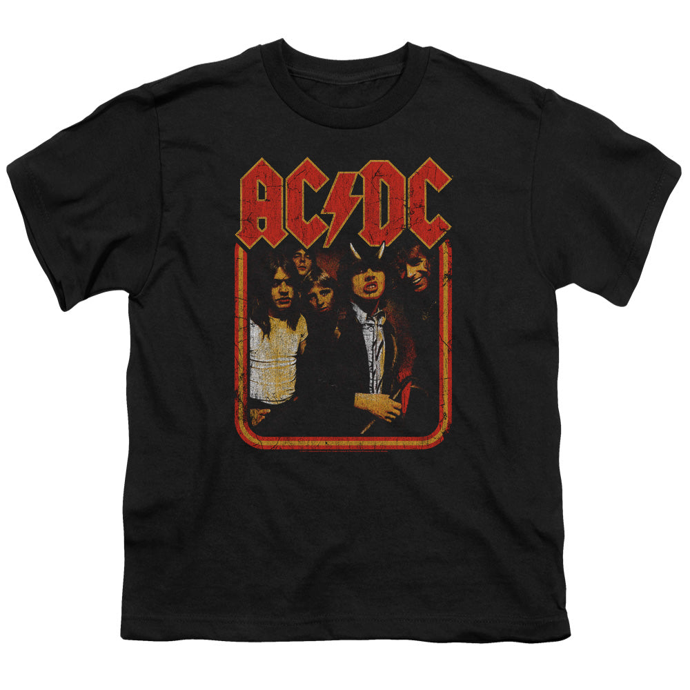 AC/DC Group Distressed Kids Youth T Shirt Black