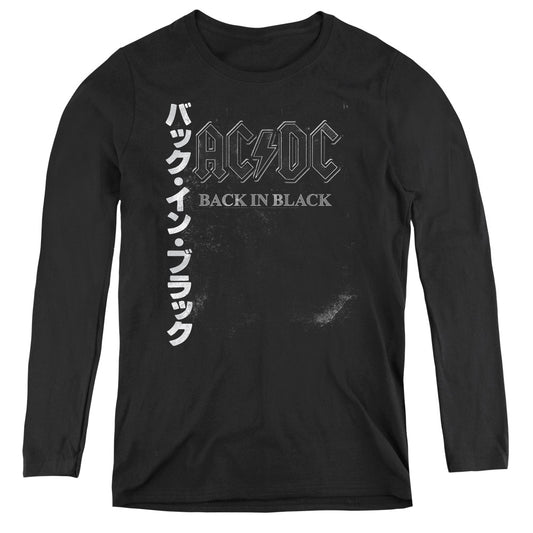 AC/DC Back In The Day Kanji Womens Long Sleeve Shirt Black