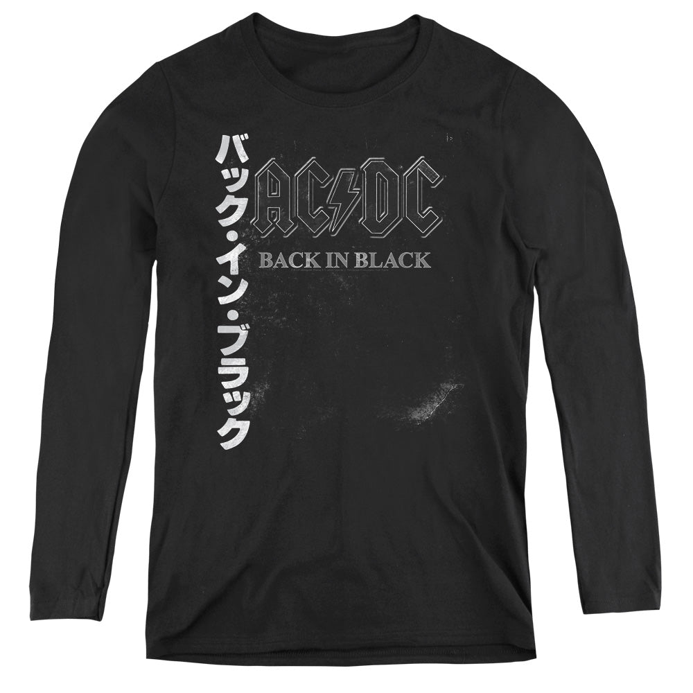 AC/DC Back In The Day Kanji Womens Long Sleeve Shirt Black