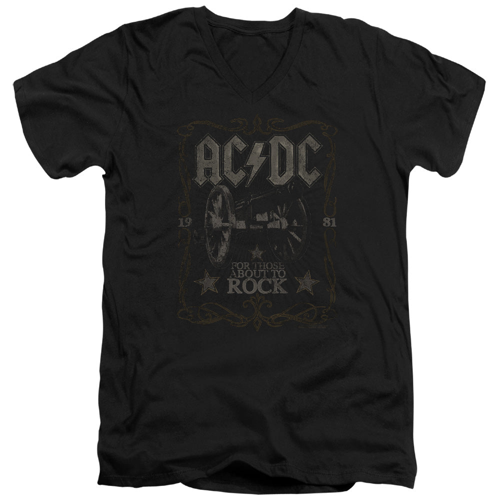 AC/DC Rock Label Mens Slim Fit V-Neck T Shirt Black