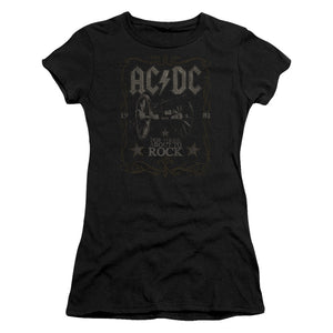 AC/DC Rock Label Junior Sheer Cap Sleeve Womens T Shirt Black