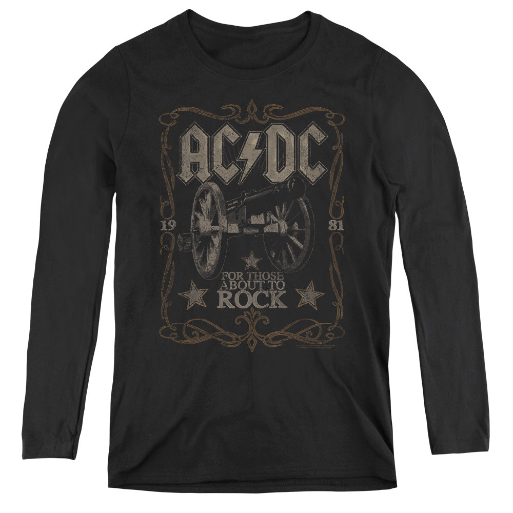 AC/DC Rock Label Womens Long Sleeve Shirt Black
