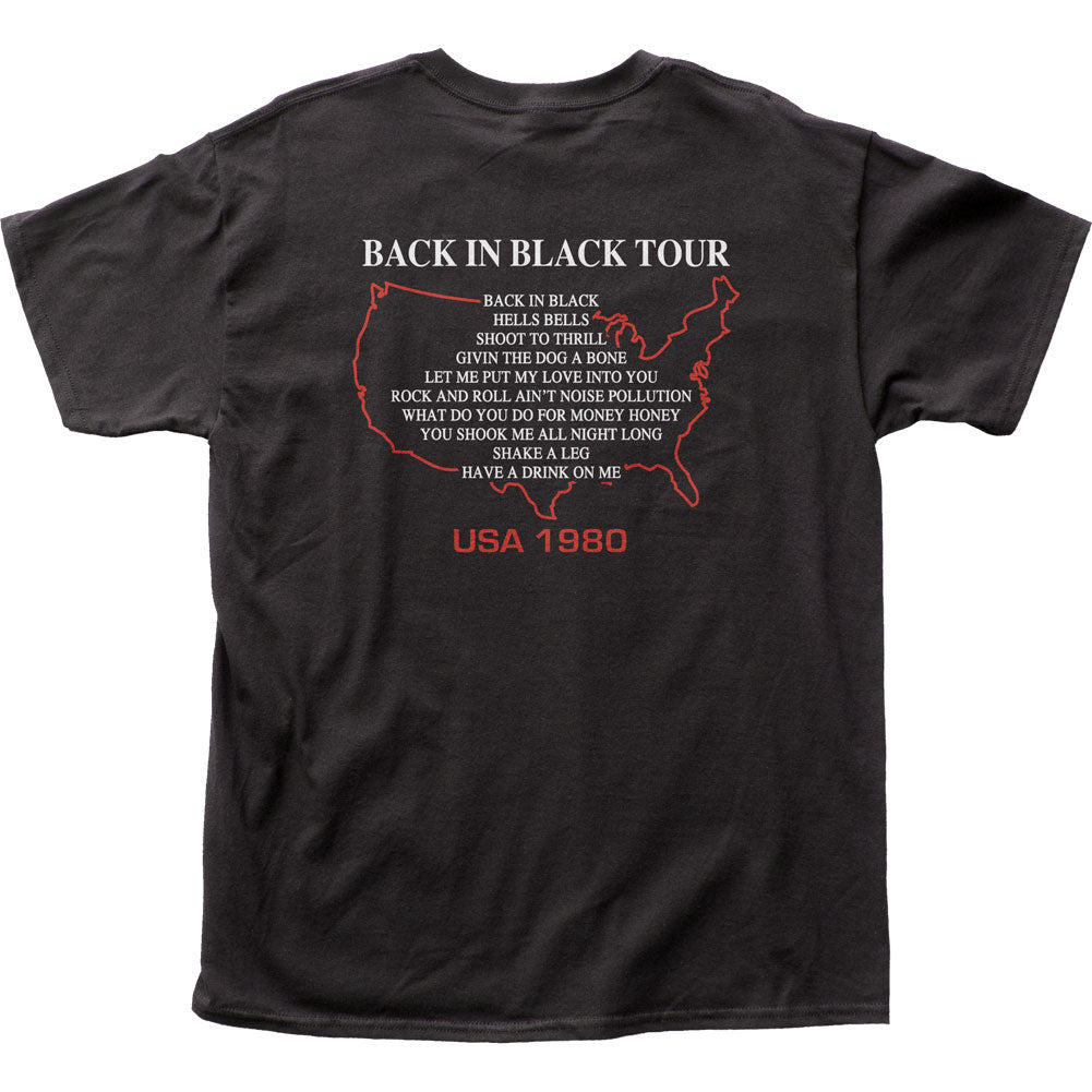 AC/DC Back in Black Tour Mens T Shirt Black