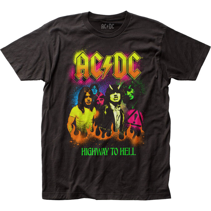 AC/DC Neon Highway To Hell Mens T Shirt Black