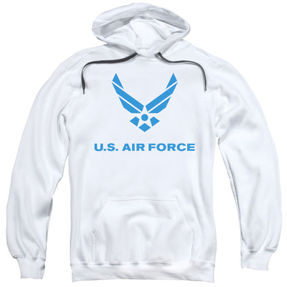 Air Force Distressed Logo Mens Hoodie White