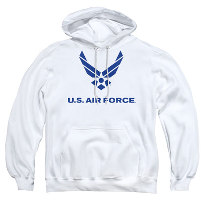 Air Force Distressed Logo Mens Hoodie White