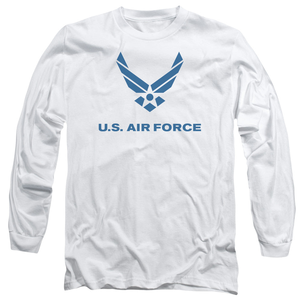 Air Force Distressed Logo Mens Long Sleeve Shirt White