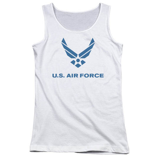 Air Force Distressed Logo Womens Tank Top Shirt White