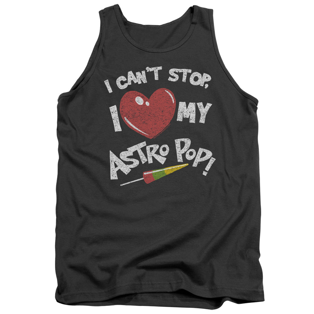 Astro Pop I Heart Mens Tank Top Shirt Charcoal