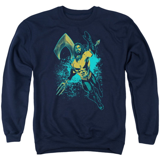 Aquaman Movie Make A Splash Mens Crewneck Sweatshirt Navy Blue