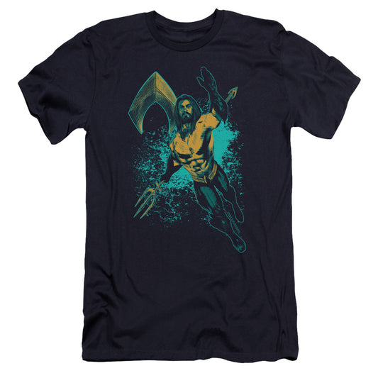 Aquaman Movie Make A Splash Premium Bella Canvas Slim Fit Mens T Shirt Navy Blue