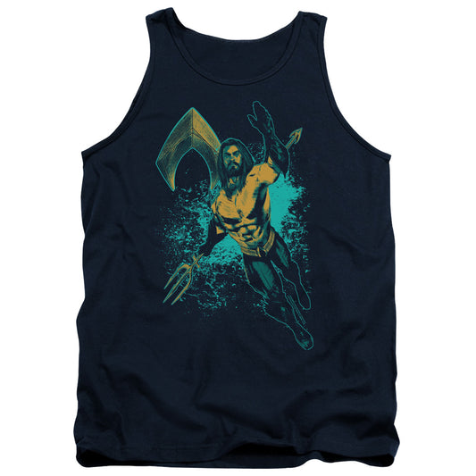 Aquaman Movie Make A Splash Mens Tank Top Shirt Navy Blue