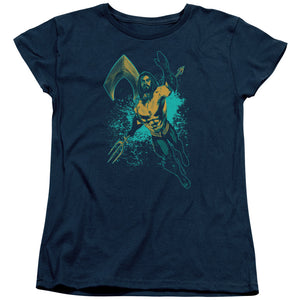 Aquaman Movie Make A Splash Womens T Shirt Navy Blue