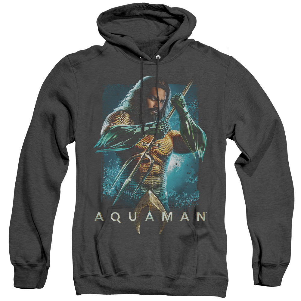 Aquaman Movie Trident Mens Heather Hoodie Black