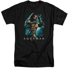 Load image into Gallery viewer, Aquaman Movie Trident Mens Tall T Shirt Black
