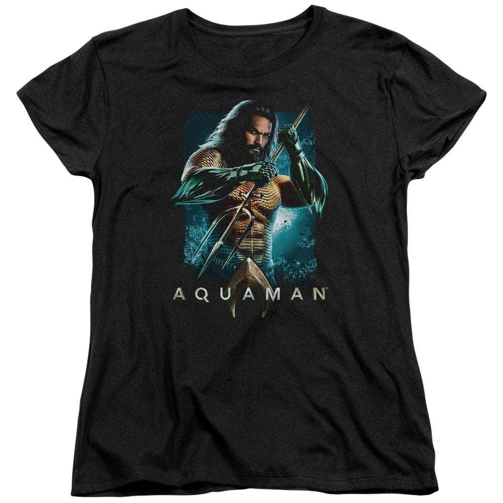 Aquaman Movie Trident Womens T Shirt Black