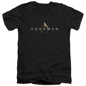 Aquaman Movie Logo Mens Slim Fit V-Neck T Shirt Black