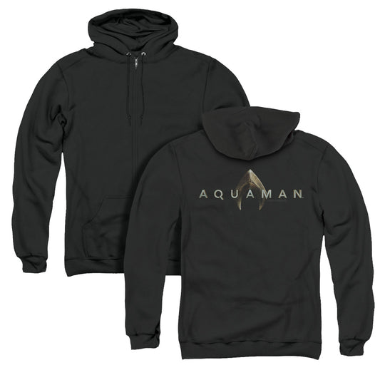 Aquaman Movie Logo Back Print Zipper Mens Hoodie Black