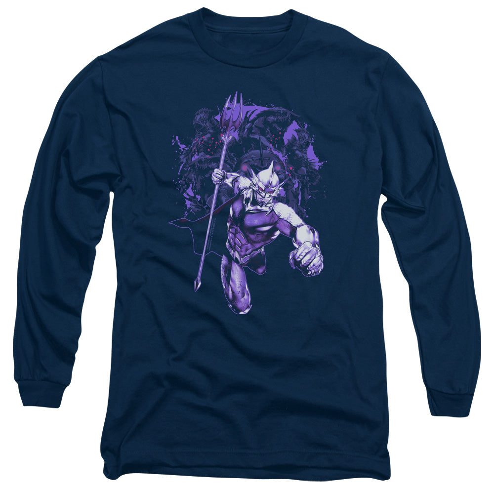 Aquaman Movie Evil Doers Mens Long Sleeve Shirt Navy Blue