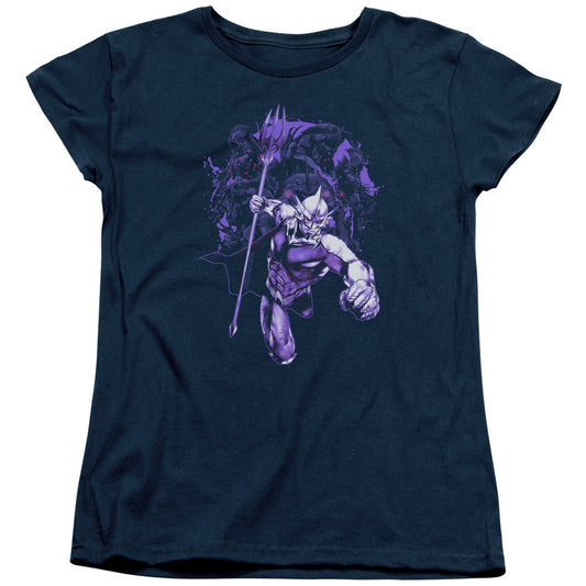 Aquaman Movie Evil Doers Womens T Shirt Navy Blue