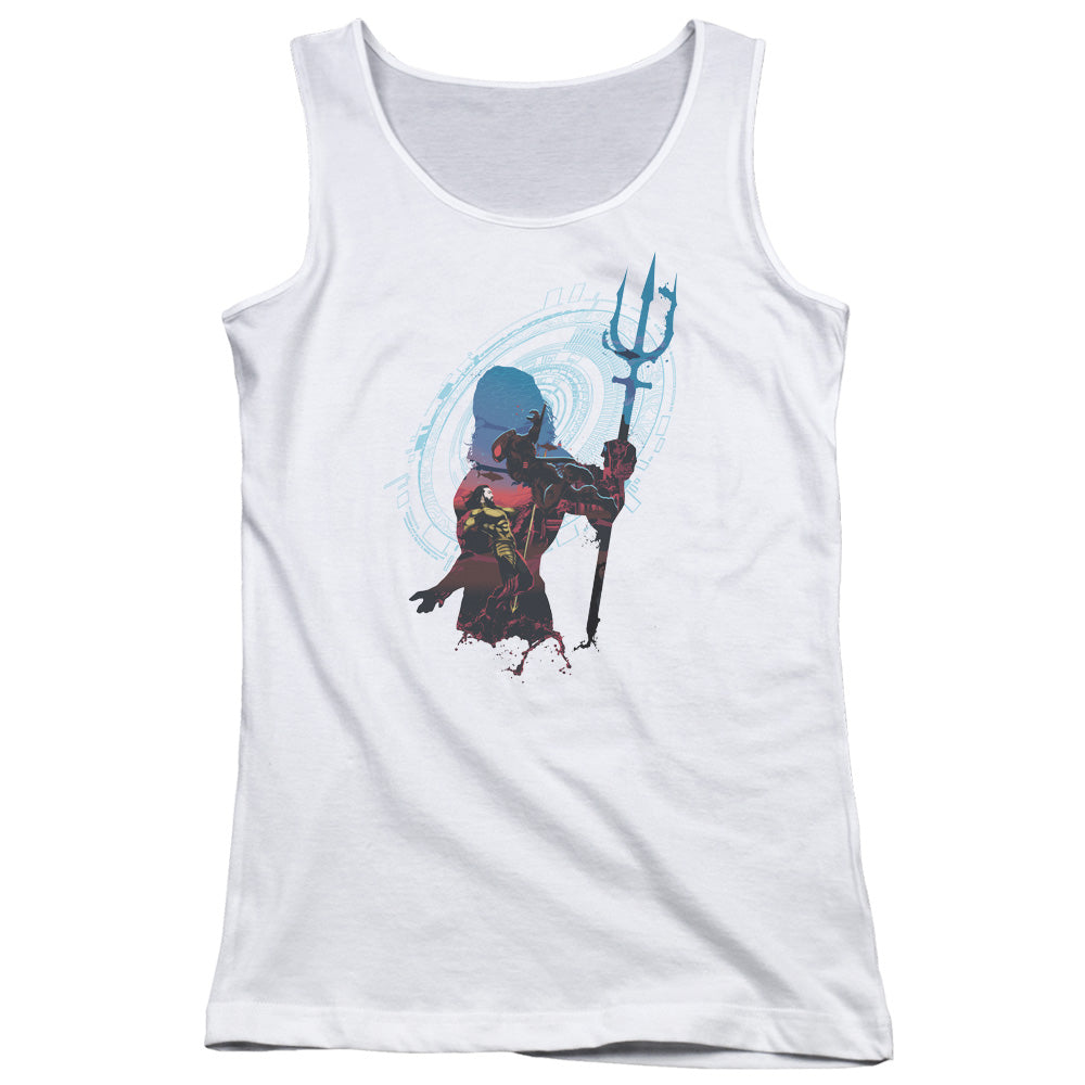 Aquaman Movie Silhouette Womens Tank Top Shirt White