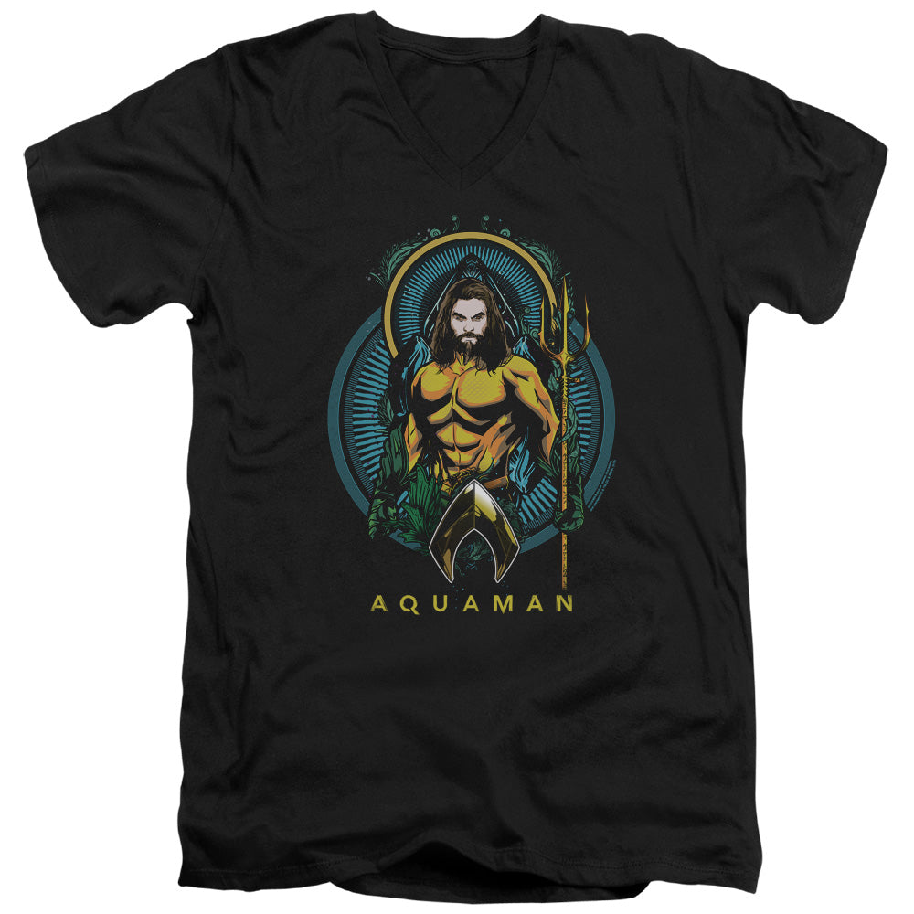 Aquaman Movie Aqua Nouveau Mens Slim Fit V-Neck T Shirt Black