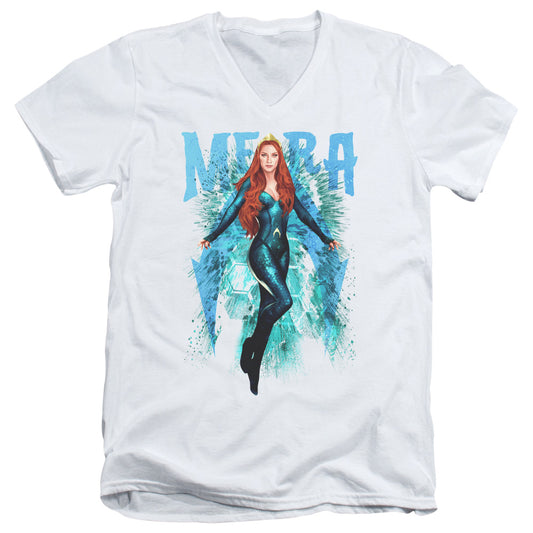 Aquaman Movie Mera Mens Slim Fit V-Neck T Shirt White