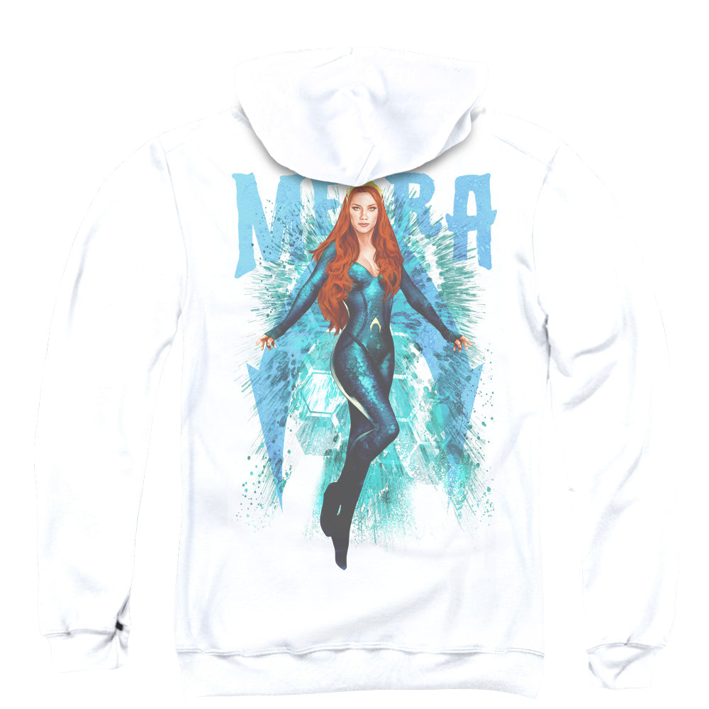 Aquaman Movie Mera Back Print Zipper Mens Hoodie White