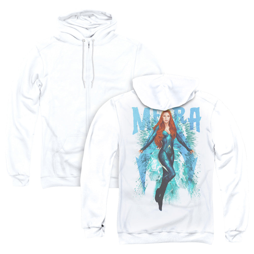 Aquaman Movie Mera Back Print Zipper Mens Hoodie White