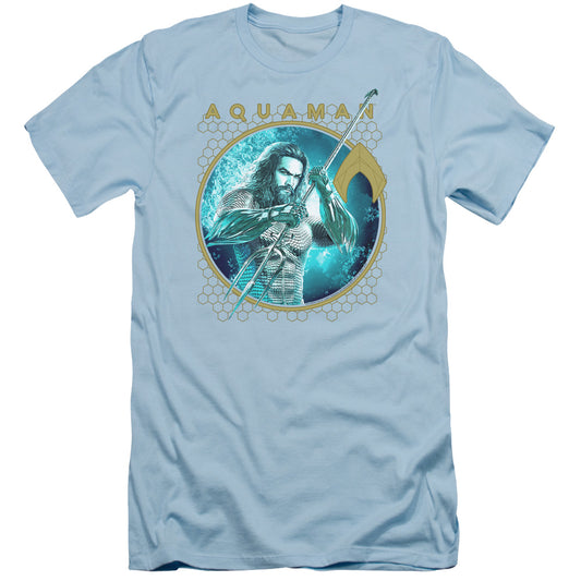 Aquaman Movie Trident Of Neptune Slim Fit Mens T Shirt Light Blue