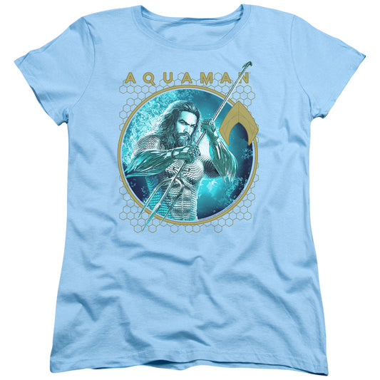 Aquaman Movie Trident Of Neptune Womens T Shirt Light Blue