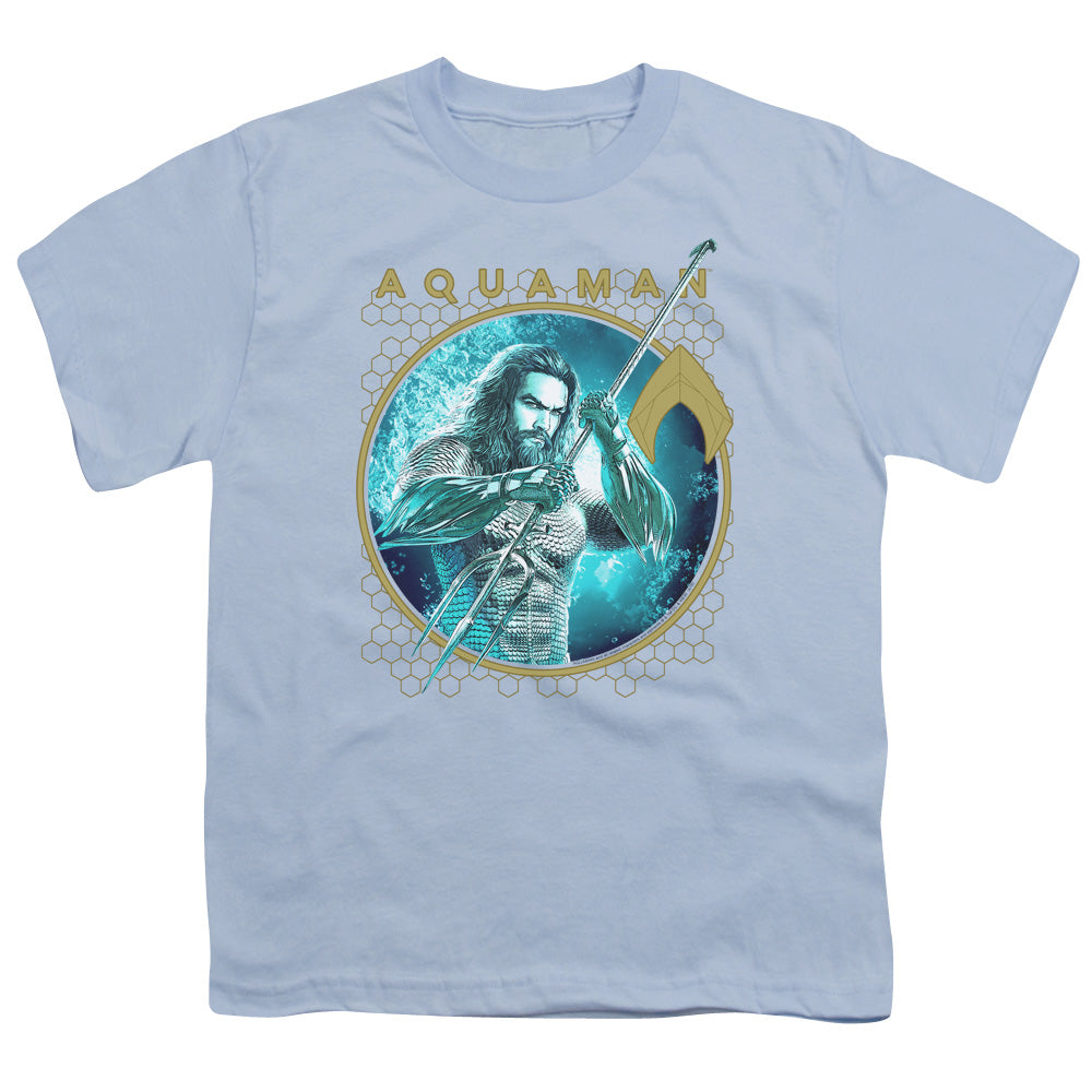 Aquaman Movie Trident Of Neptune Kids Youth T Shirt Light Blue