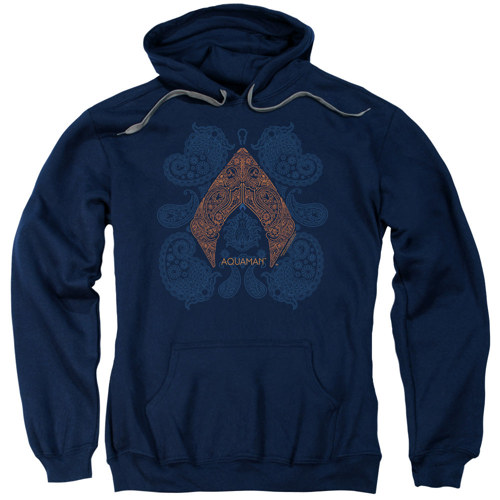 Aquaman Movie Aqua Paisley Mens Hoodie Navy Blue