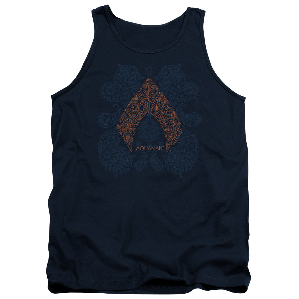 Aquaman Movie Aqua Paisley Mens Tank Top Shirt Navy Blue