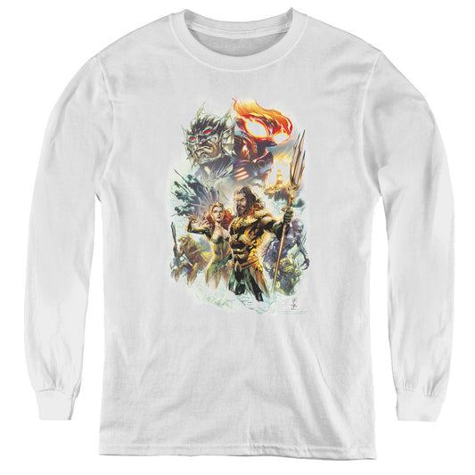 Aquaman Movie King Of Atlantis Long Sleeve Kids Youth T Shirt White