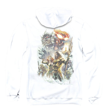 Aquaman Movie King Of Atlantis Back Print Zipper Mens Hoodie White