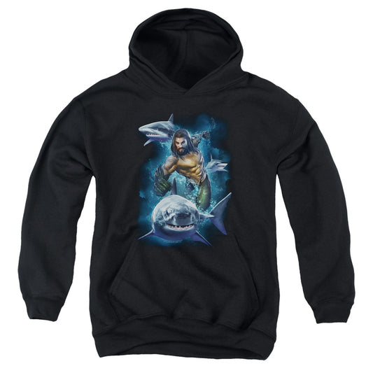 Aquaman Movie Swimming With Sharks Kids Youth Hoodie Black