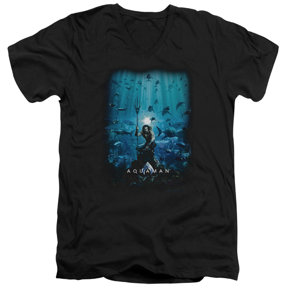 Aquaman Movie Poster Mens Slim Fit V-Neck T Shirt Black