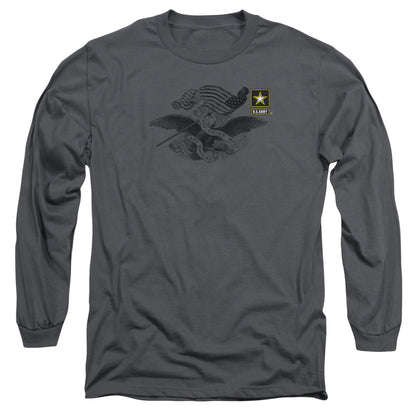 Army Left Chest Mens Long Sleeve Shirt Charcoal Officially Licensed