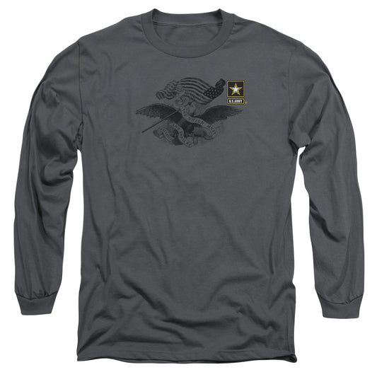 Army Left Chest Mens Long Sleeve Shirt Charcoal Officially Licensed
