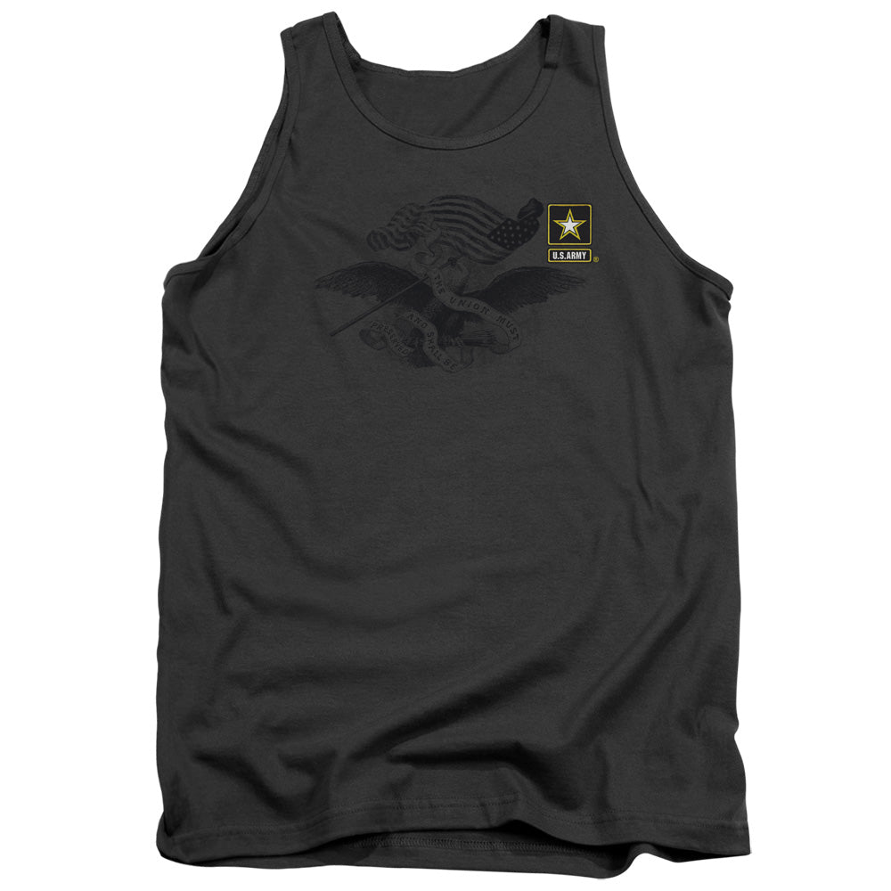 Army Left Chest Mens Tank Top Shirt Charcoal