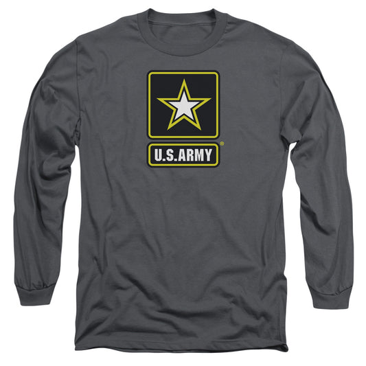 Army Logo Mens Long Sleeve Shirt Charcoal Officially Licensed