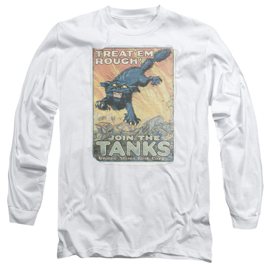 Army Treat Em Rough Mens Long Sleeve Shirt White Officially Licensed