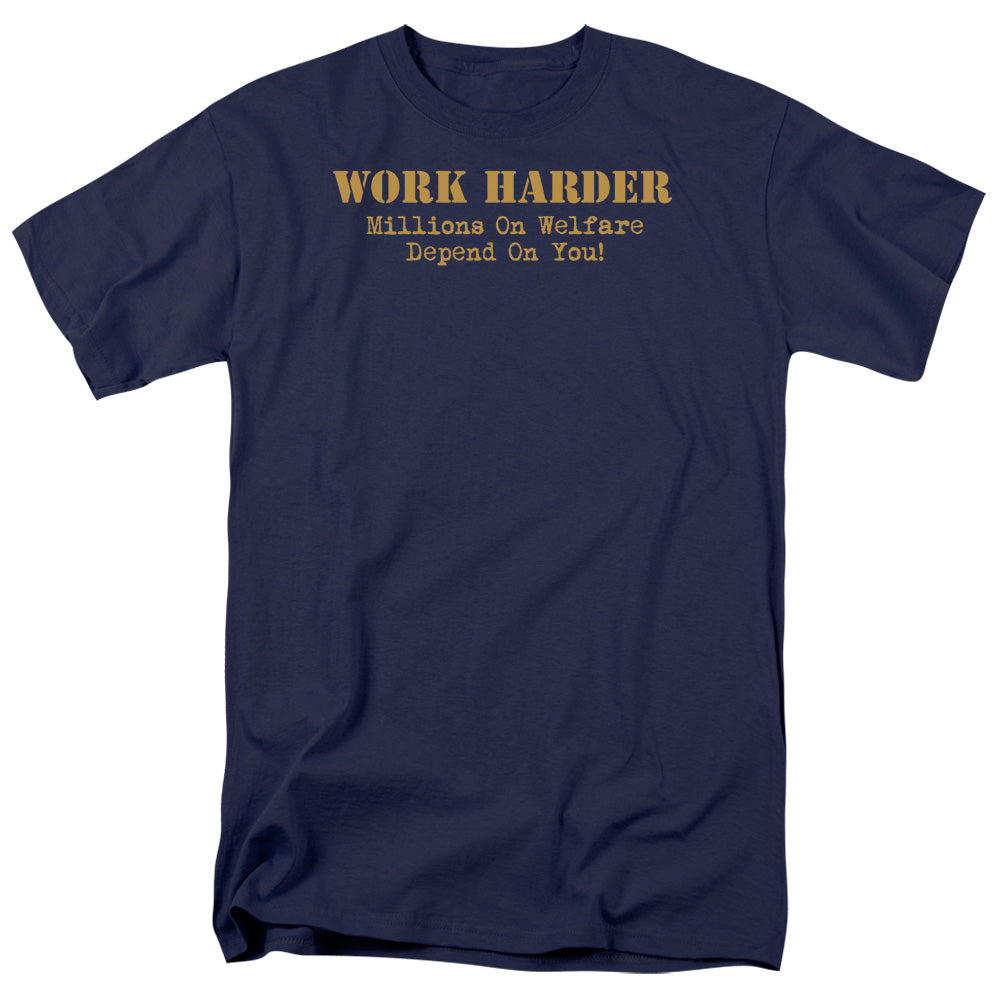 Work Harder Mens T Shirt Navy