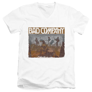 Bad Company Swan Song Mens Slim Fit V-Neck T Shirt White